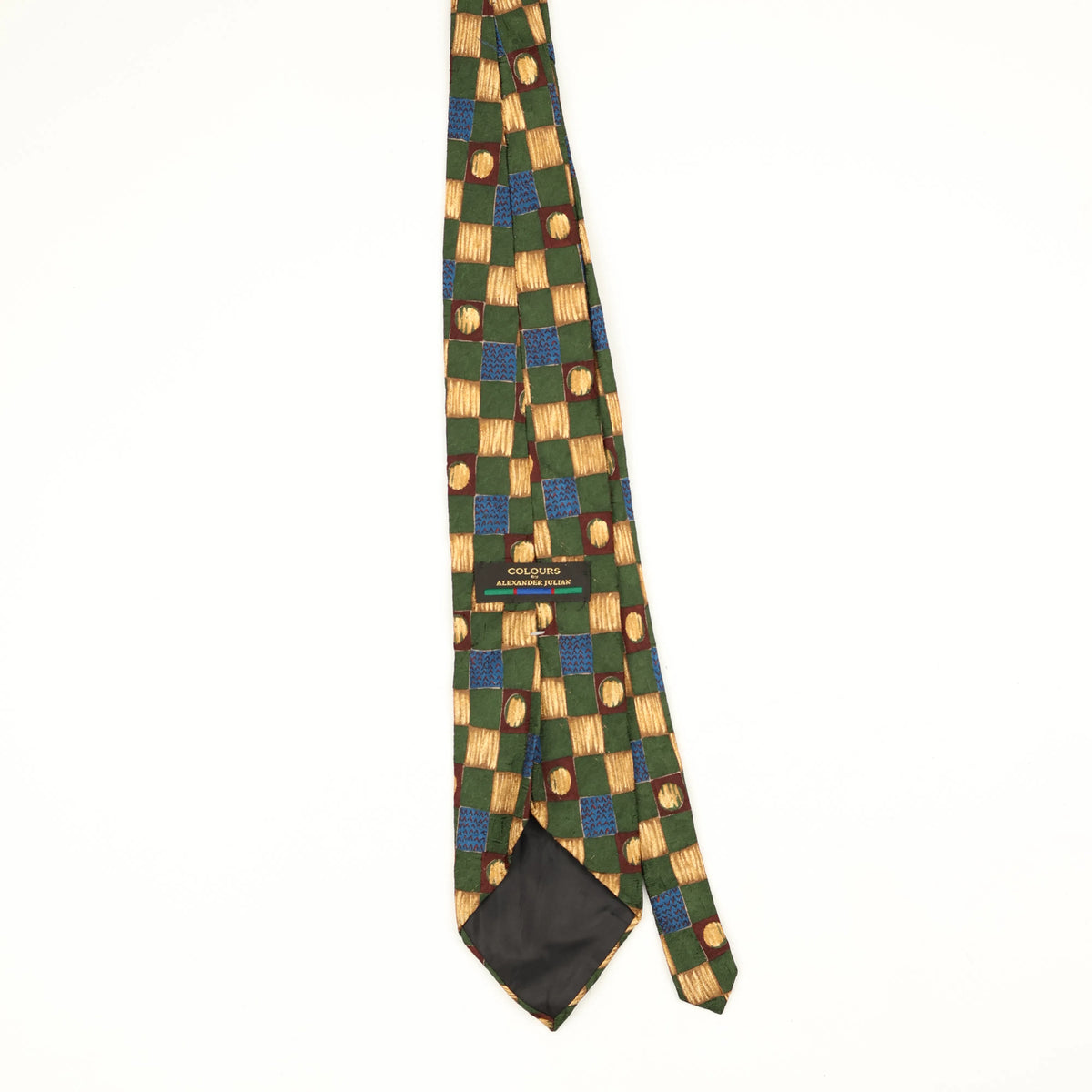 Back Back of Vintage 1990's Alexander Julian Check Patterned Tie