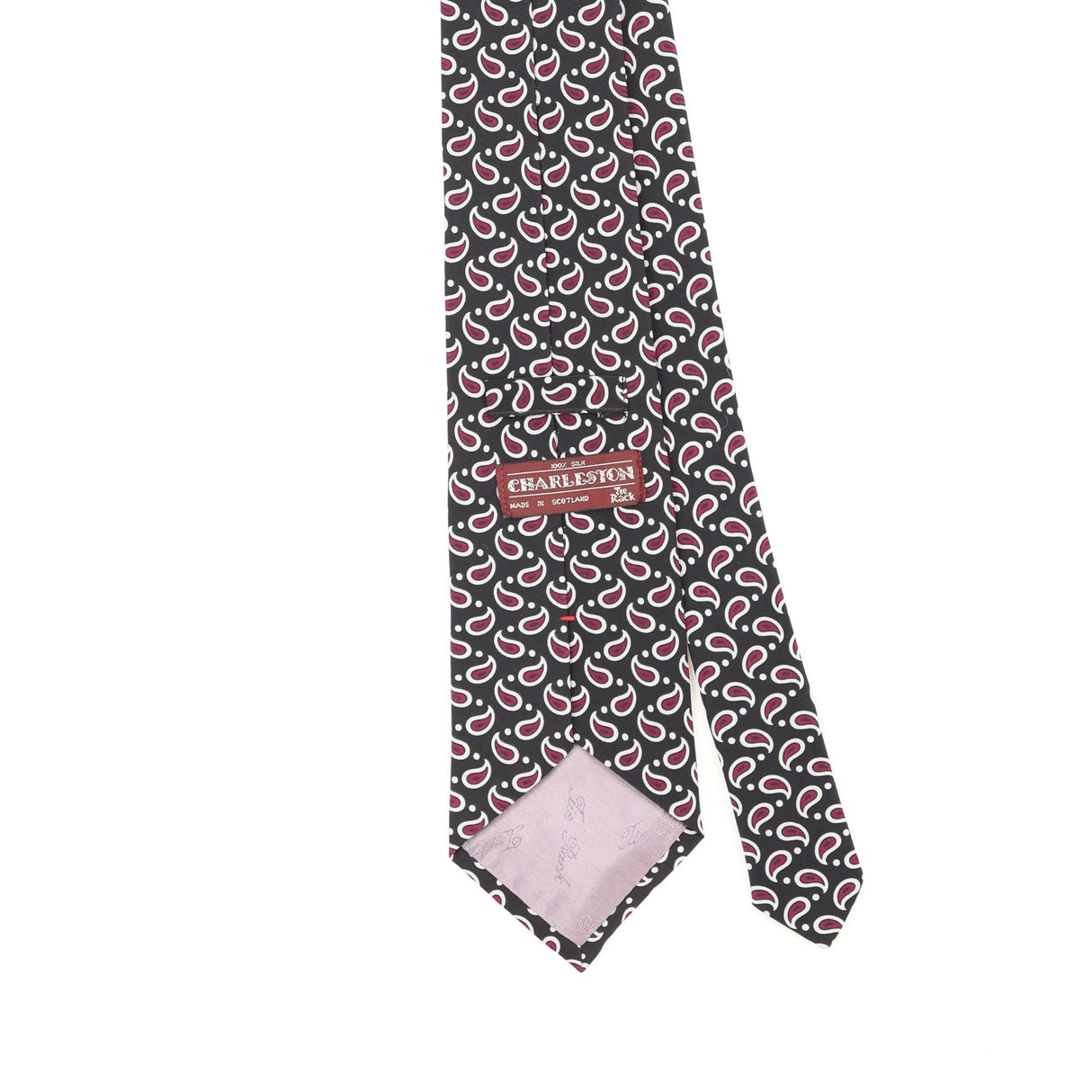Back Back Detail of Vintage 1990's Tie Rack Charleston Paisley Patterned Tie