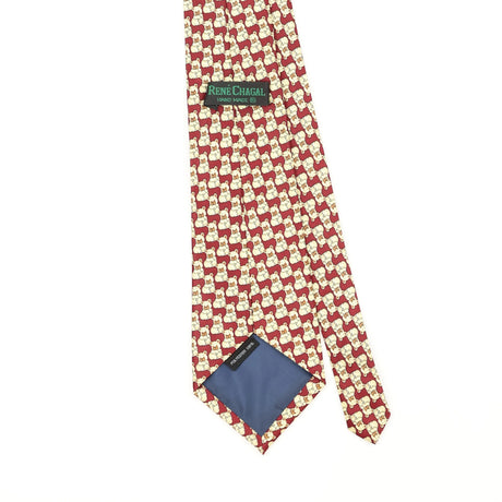 Back Back Detail of Vintage 1990's Rene Chagal Teddy Bear Geometric Patterned Tie