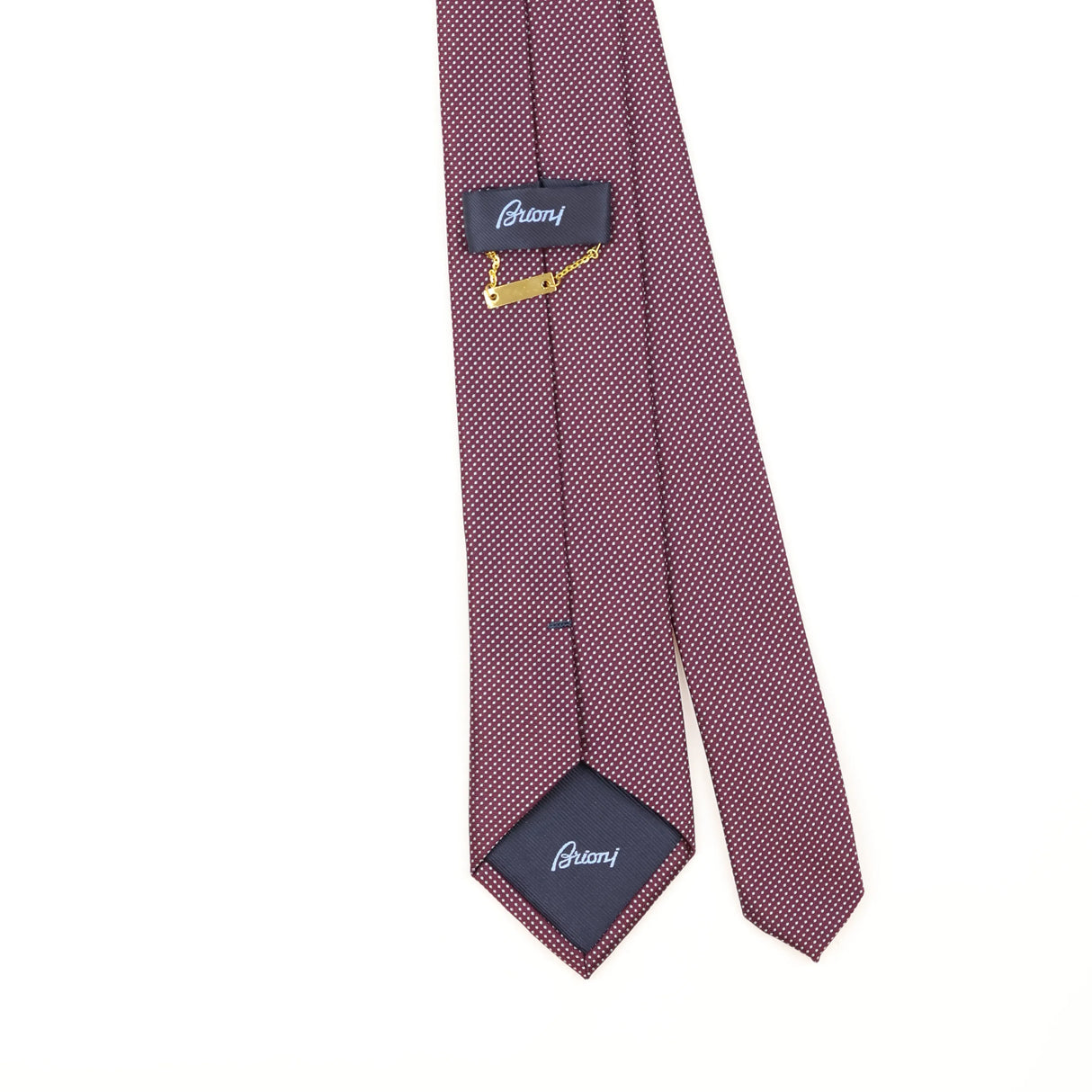 Back Detail of Vintage 1990's Brioni Polka Dot Patterned Tie