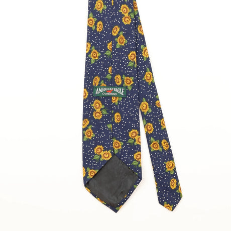 Back Detail of Vintage 1990's Sunflower Floral Patterned Tie