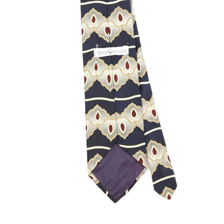 Back Back Detail of Vintage 1990's Oleg Cassini Geometric Patterned Tie