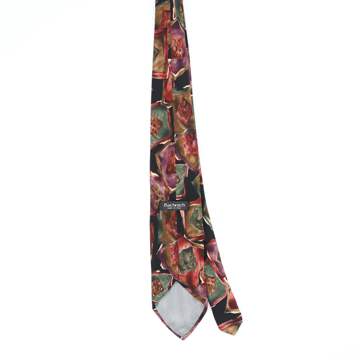 Back Back of Vintage 1990's Bachrach Geometric Patterned Tie