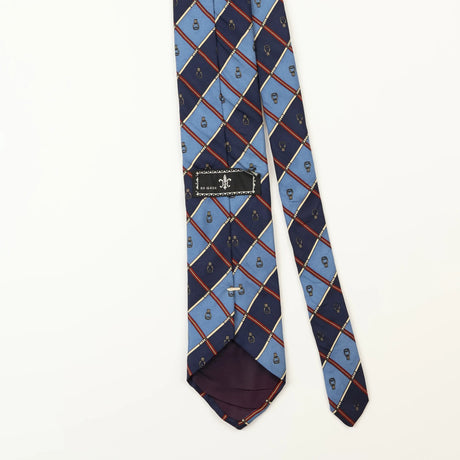 Back Detail of Vintage Equestrian Geometric Patterned Tie