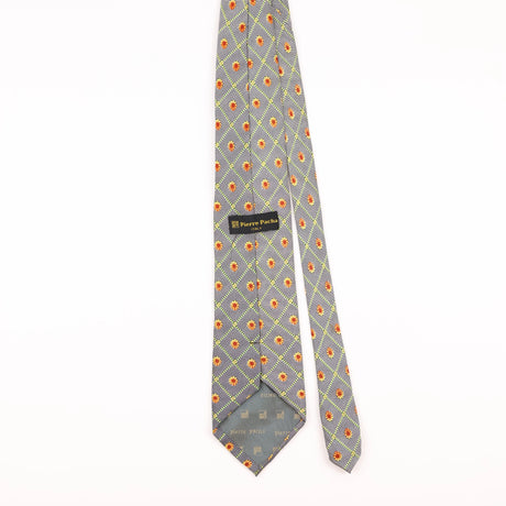 Back of Vintage Pierre Balmain Sunflower Geometric Patterned Tie