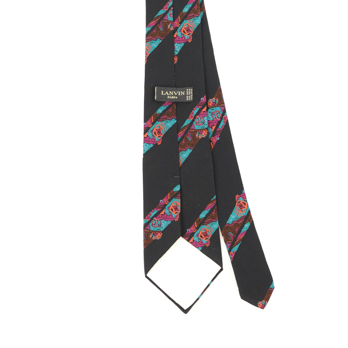Back Detail of Vintage 1990's Lanvin Striped Patterned Tie