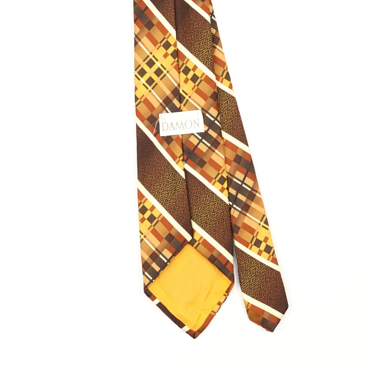 Back Back Detail of Vintage 1970's Damon Plaids & Checks Patterned Tie