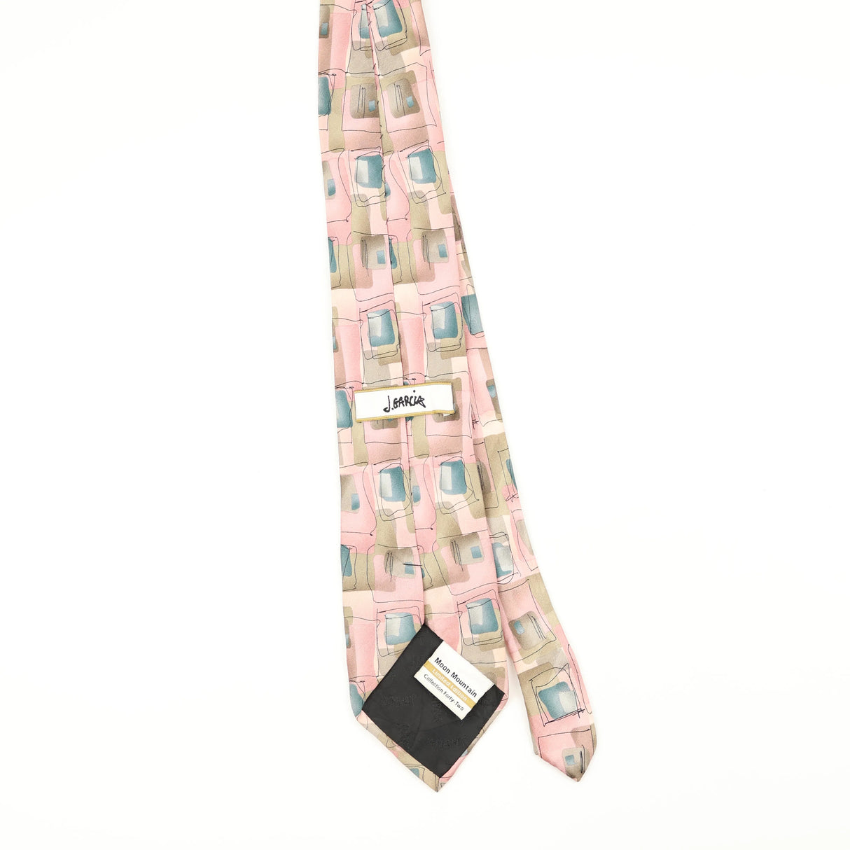 Back Back of Vintage Jerry Garcia Moon Mountain Geometric Patterned Tie