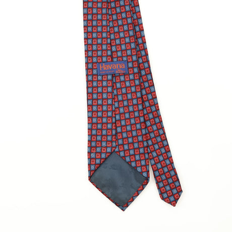 Back Back Detail of Vintage 1990's Tie Rack Havana Geometric Patterned Tie