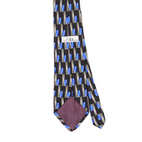 Back Back Detail of Vintage 1990's Rectangles Geometric Patterned Tie