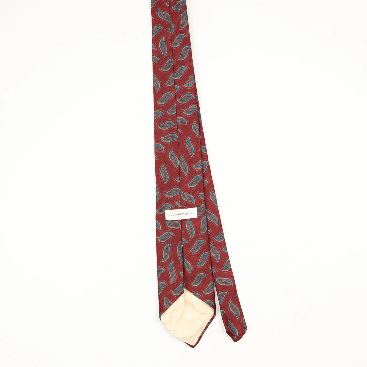 Back Back of Vintage 1990's Geoffrey Beene Paisley Patterned Tie