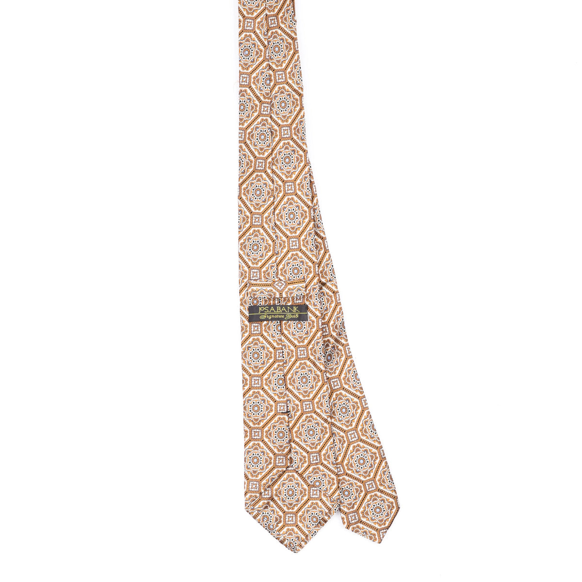 Back Back of Vintage 1990's Jos. A. Bank Medallion Geometric Patterned Tie