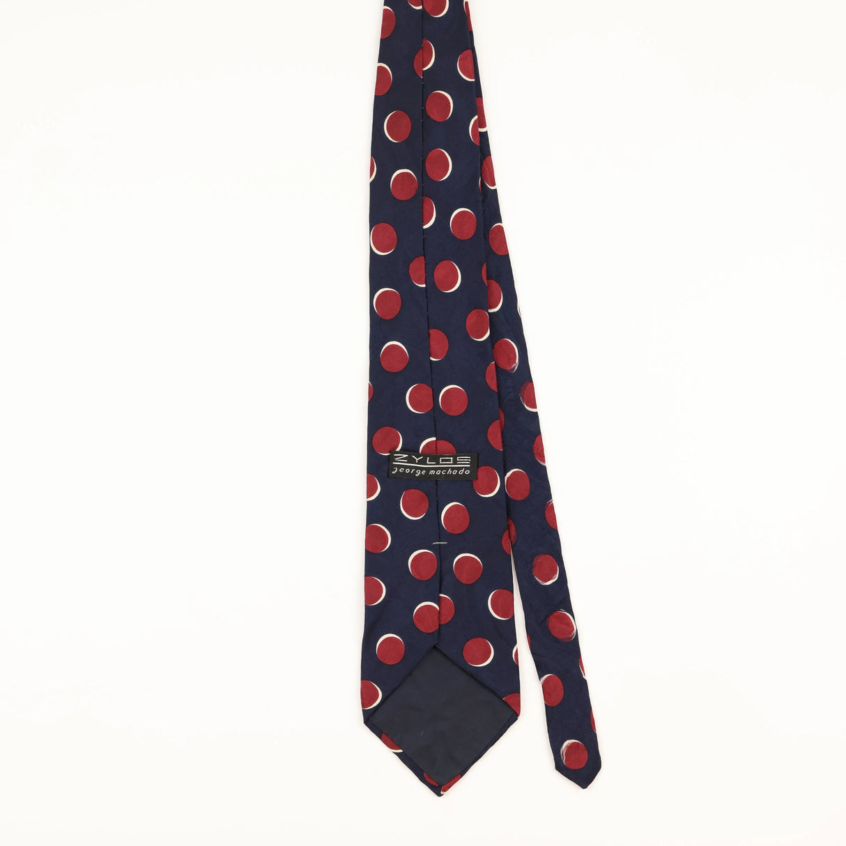 Back of Vintage 1990's Zylos Polka Dot Patterned Tie