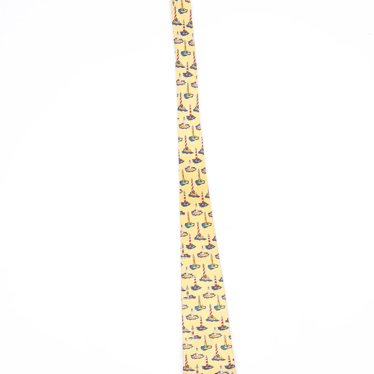 Damage of Vintage 1990's Museum Artifacts Lighthouse Cartoon Patterned Tie