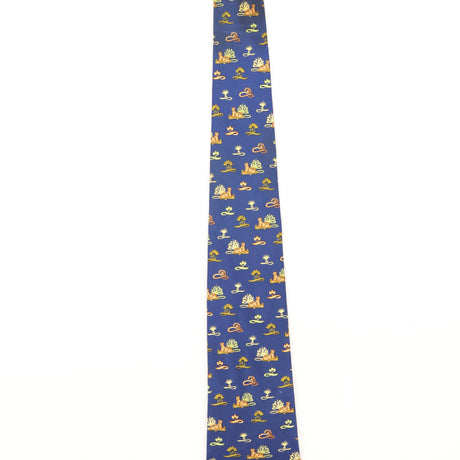 Damage Detail of Vintage 1990's Salvatore Ferragamo Tiger Geometric Patterned Tie