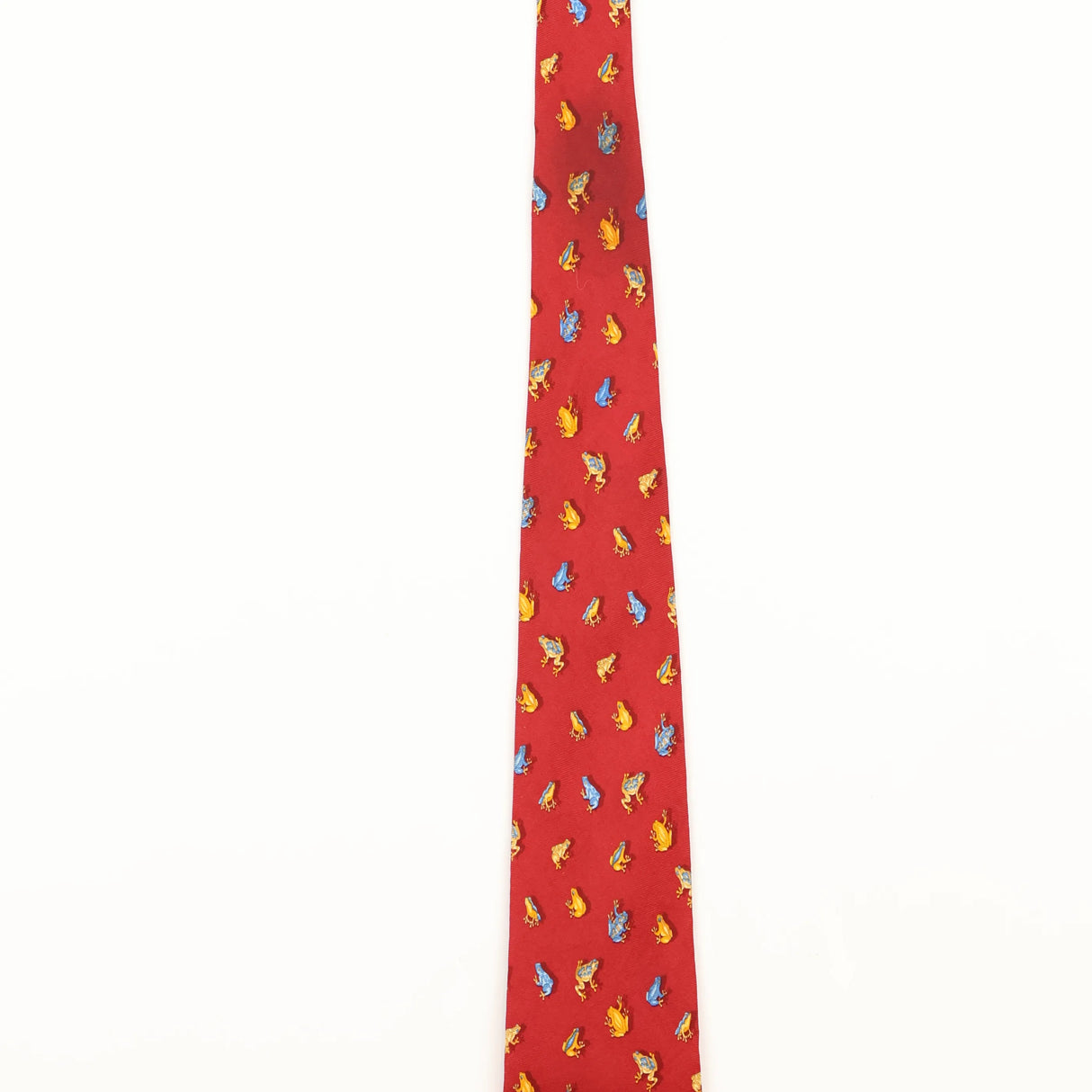Damage Detail of Vintage 1990's Brooks Brothers Frog Animal Print Patterned Tie