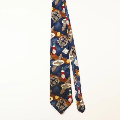 Front of Vintage Tabasco Hot Sauce Cartoon Patterned Tie