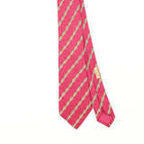 Front Front Detail of Vintage 1990's Hermès Chain Link Striped Patterned Tie