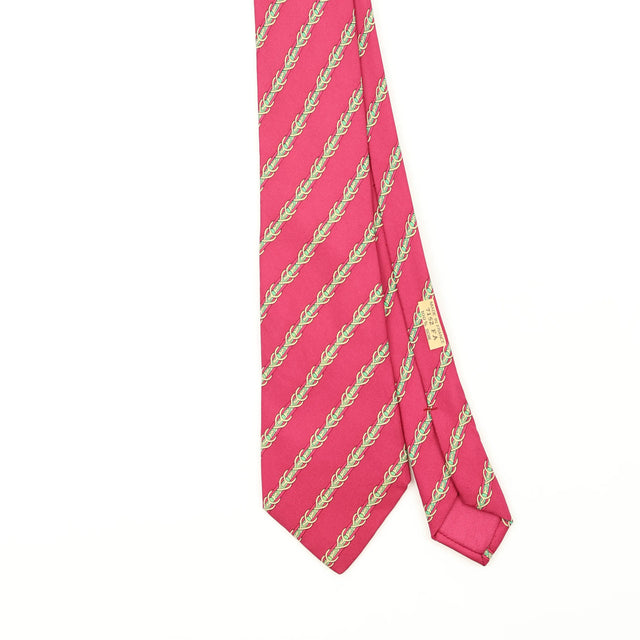 Front Front Detail of Vintage 1990's Hermès Chain Link Striped Patterned Tie