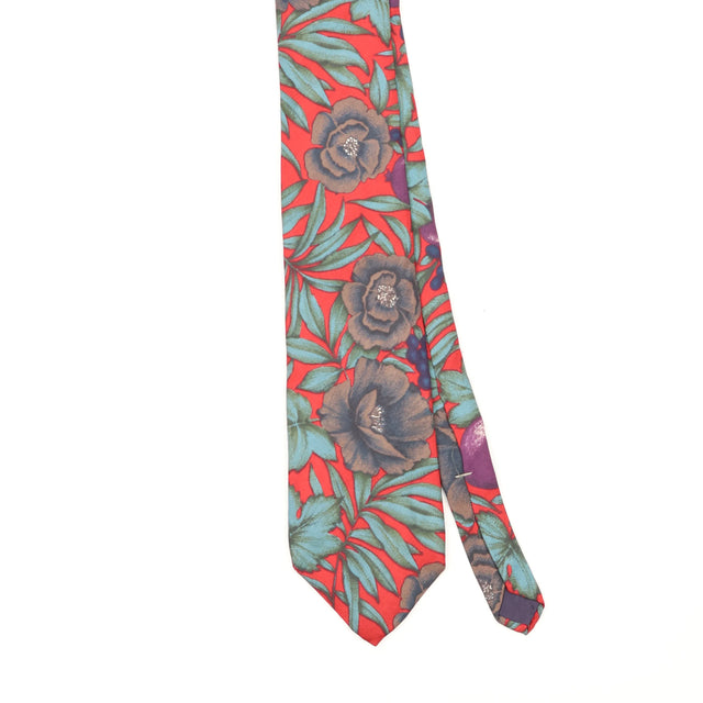 Front Front Detail of Vintage 1990's Floral Patterned Tie