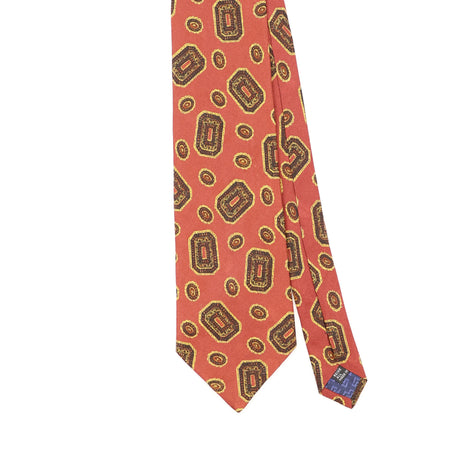 Front Detail of Vintage 1990's Mario Valentino Paisley Patterned Tie