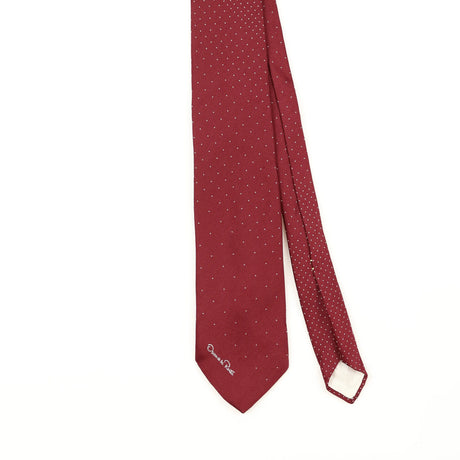 Front Front Detail of Vintage 1990's Oscar De La Renta Polka Dot Patterned Tie