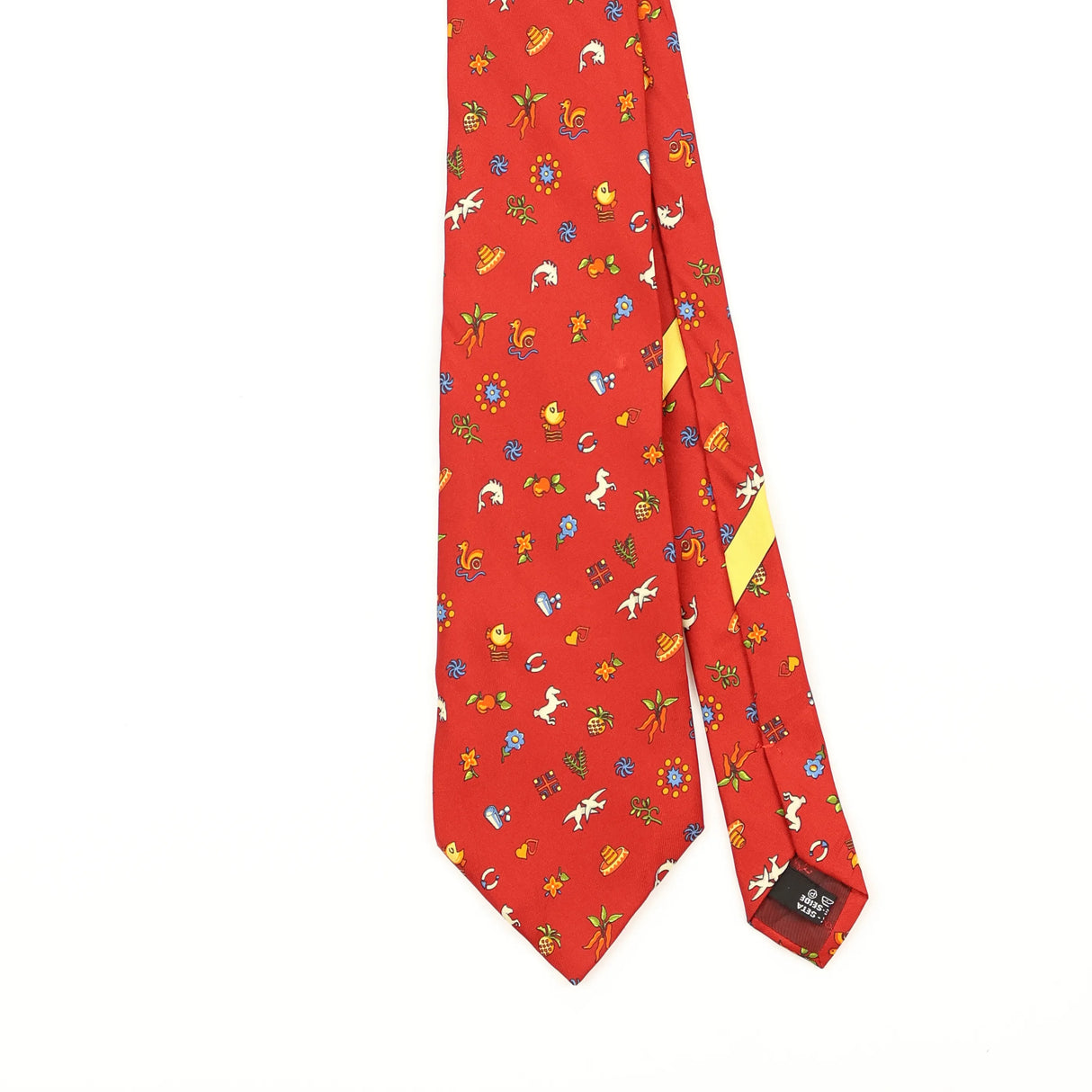 Front Front Detail of Vintage 1990's Salvatore Ferragamo Geometric Patterned Tie