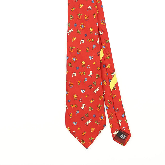 Front Front Detail of Vintage 1990's Salvatore Ferragamo Geometric Patterned Tie