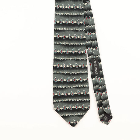 Front Detail of Vintage 1990's Zylos Geometric Patterned Tie