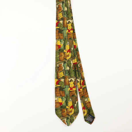 Front of Vintage Disney Winnie The Pooh Cartoon Patterned Tie