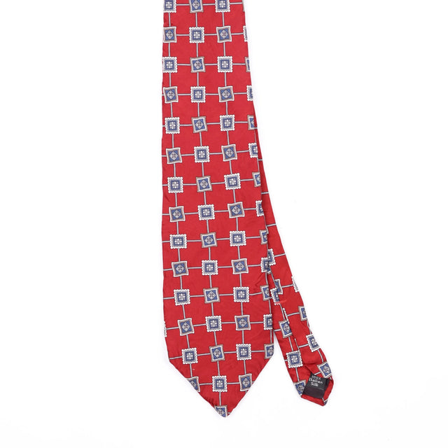 Front Front Detail of Vintage 1990's Henry Grethel Geometric Patterned Tie