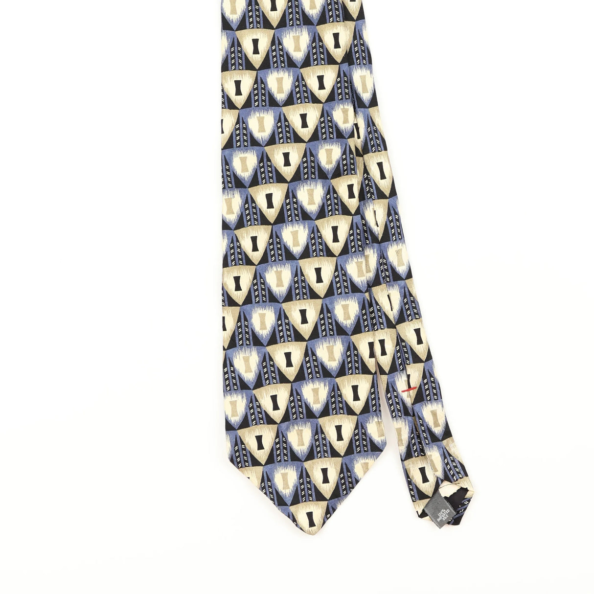 Front Detail of Vintage 1990's Zylos Geometric Patterned Tie
