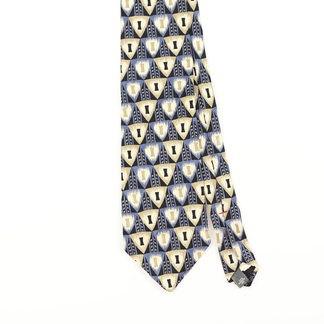 Front Detail of Vintage 1990's Zylos Geometric Patterned Tie