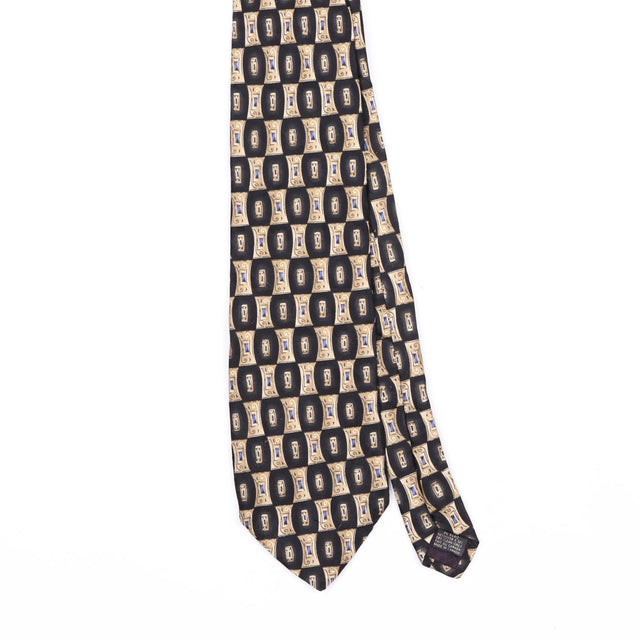 Front Front Detail of Vintage 1990's Geometric Patterned Tie
