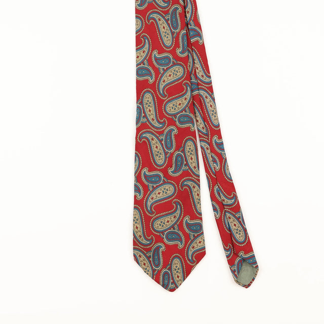 Front Detail of Vintage 1990's Paisley Patterned Tie