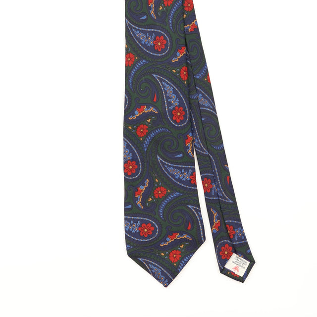 Front Detail of Vintage 1990's Turnbull & Asser Paisley Patterned Tie