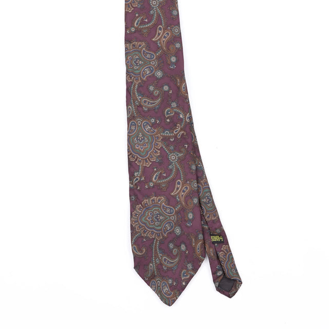Front Front Detail of Vintage 1990's Paisley Patterned Tie