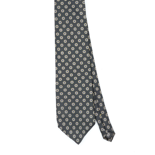 Front Front Detail of Vintage 1990's Foulard Geometric Patterned Tie