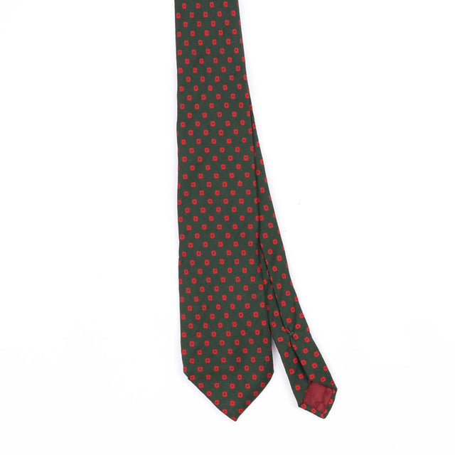 Front Front Detail of Vintage 1990's Foulard Geometric Patterned Tie