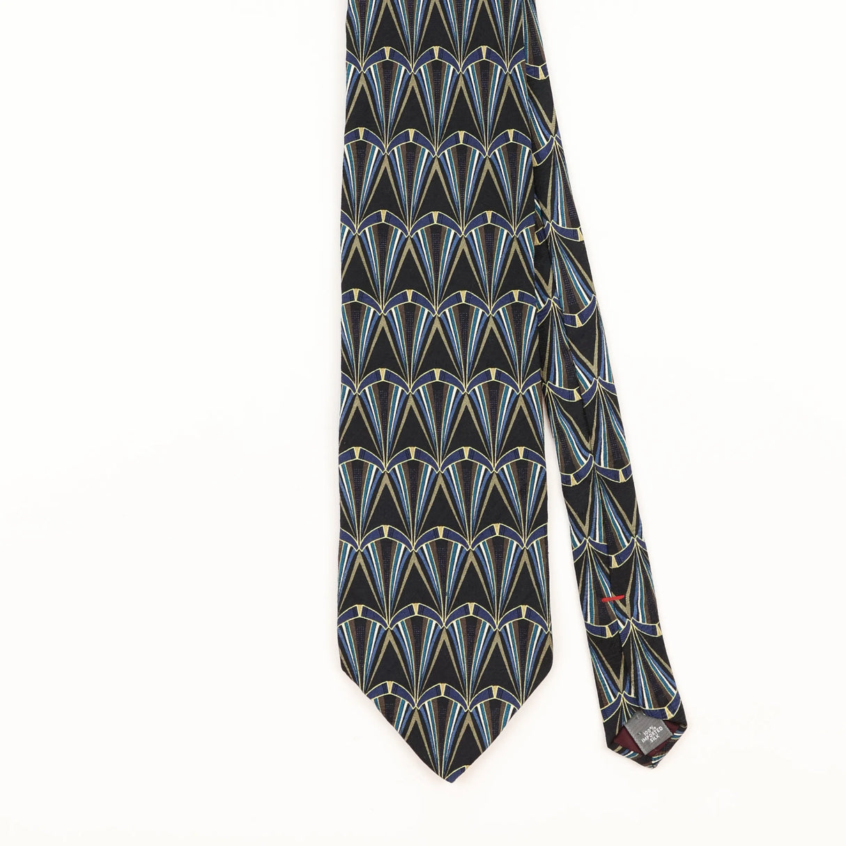 Front Detail of Vintage 1990's Zylos Geometric Patterned Tie
