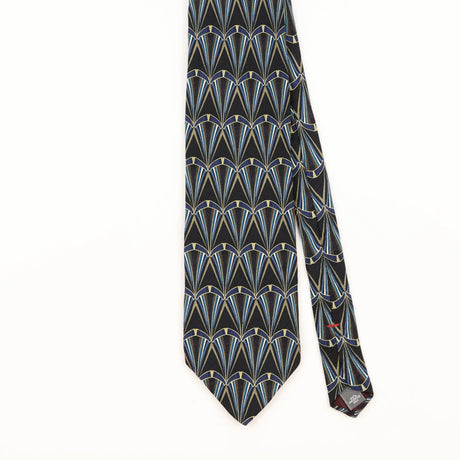 Front Detail of Vintage 1990's Zylos Geometric Patterned Tie