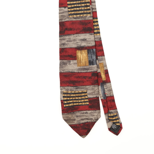 Front Detail of Vintage 1990's Striped Patterned Tie