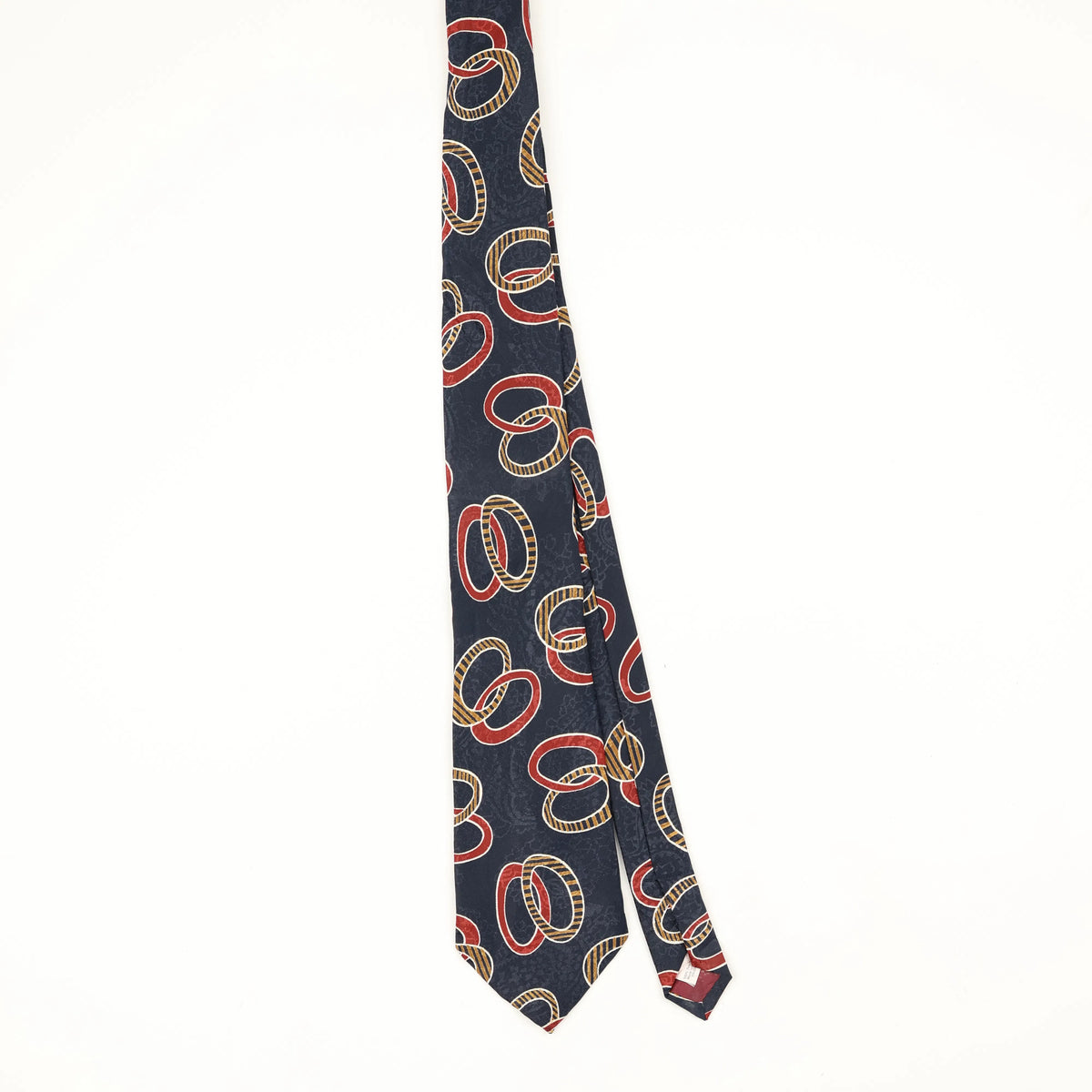 Front Front of Vintage Interlocking Rings Geometric Patterned Tie