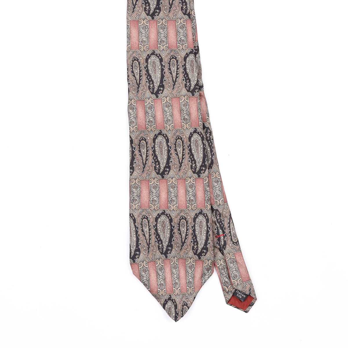 Front Front Detail of Vintage 1990's Henry Grethel Paisley Patterned Tie
