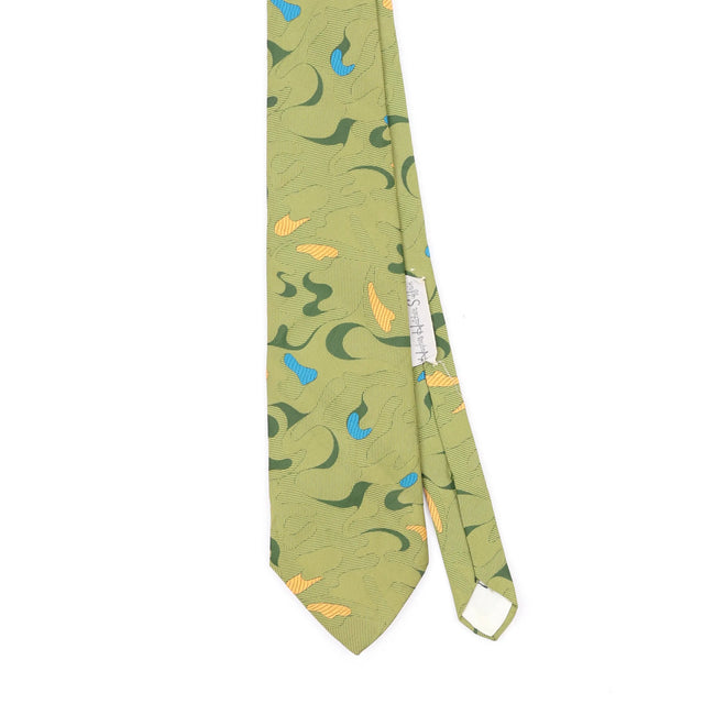 Front Front Detail of Vintage 1980's Geometric Patterned Tie