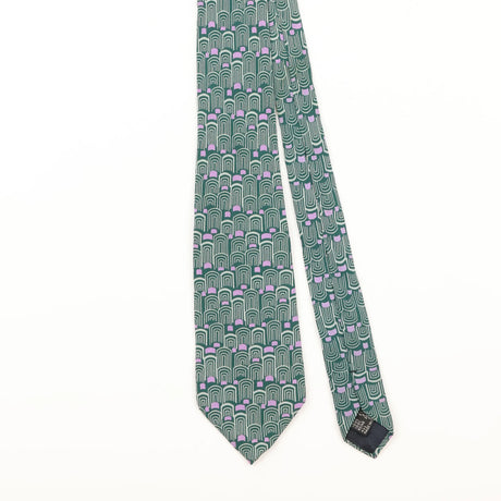 Front Detail of Vintage 1990's Christian Dior Geometric Patterned Tie