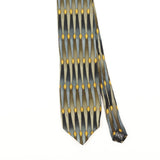 Front Detail of Vintage 1990's Mulberry Geometric Patterned Tie