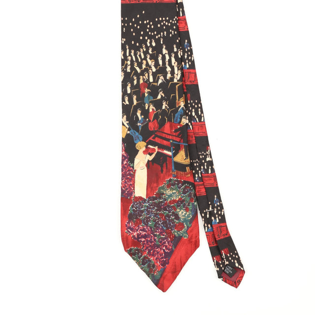 Front Front Detail of Vintage 1990's Cambridge Classics Opera Abstract Patterned Tie