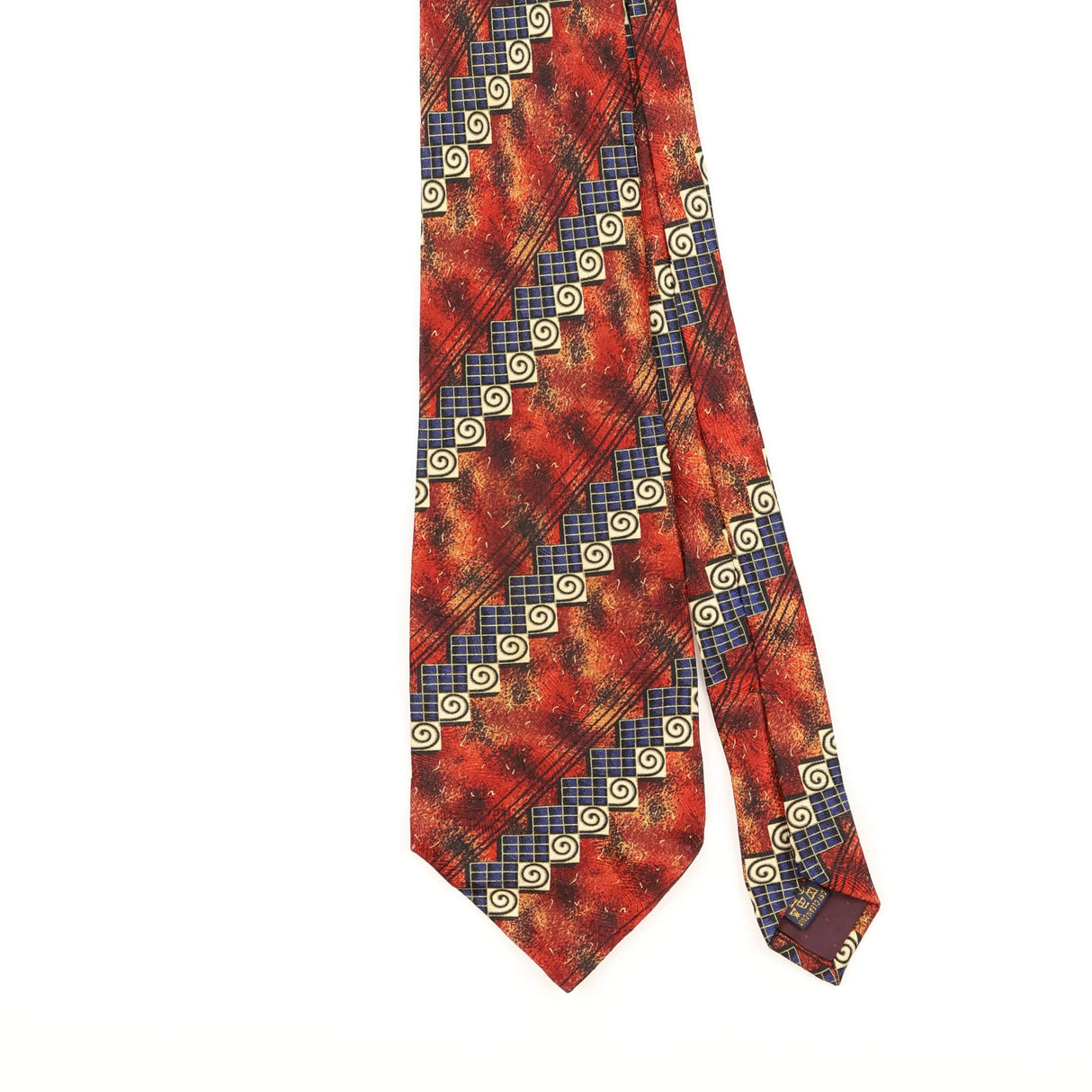 Front Detail of Vintage 1990's Geometric Patterned Tie