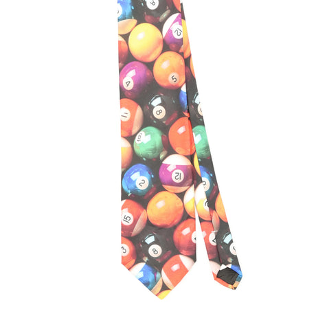 Front Front Detail of Vintage 1990's Ralph Marlin Pool Balls Abstract Patterned Tie